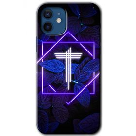 Apple iPhone 12 Mini Dark Neon Yaprak T Harfi Baskılı Uyumlu Silikon Kılıf