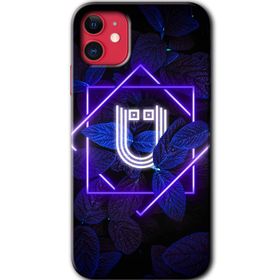 Apple iPhone 12 Mini Dark Neon Yaprak U Harfi Baskılı Uyumlu Silikon Kılıf