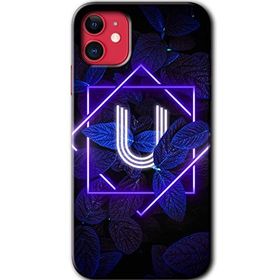Apple iPhone 12 Mini Dark Neon Yaprak U Harfi Baskılı Uyumlu Silikon Kılıf