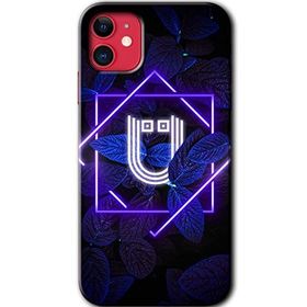 Apple iPhone 12 Mini Dark Neon Yaprak U Harfi Baskılı Uyumlu Silikon Kılıf