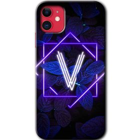 Apple iPhone 12 Mini Dark Neon Yaprak V Harfi Baskılı Uyumlu Silikon Kılıf
