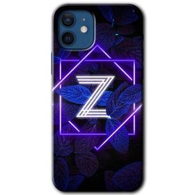 Apple iPhone 12 Mini Dark Neon Yaprak Z Harfi Baskılı Uyumlu Silikon Kılıf
