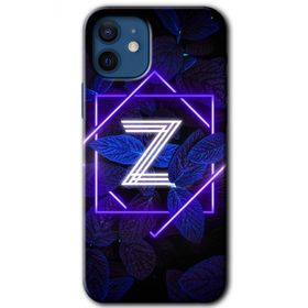 Apple iPhone 12 Mini Dark Neon Yaprak Z Harfi Baskılı Uyumlu Silikon Kılıf