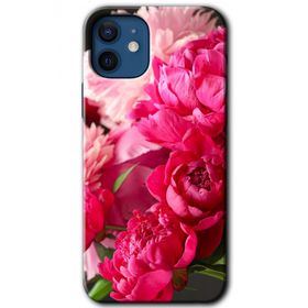 Apple iPhone 12 Mini Kırmızı Beyaz Gül Baskılı Uyumlu Silikon Kılıf