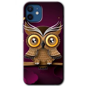 Apple iPhone 12 Owl Bird Branch Baskılı Uyumlu Silikon Kılıf