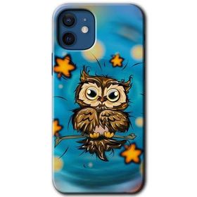 Apple iPhone 12 Owl Bird Stars Baskılı Uyumlu Silikon Kılıf
