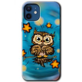 Apple iPhone 12 Owl Bird Stars Baskılı Uyumlu Silikon Kılıf