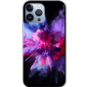 Apple iPhone 12 Pro Color Splash Purple Baskılı Uyumlu Silikon Kılıf