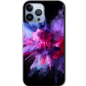 Apple iPhone 12 Pro Color Splash Purple Baskılı Uyumlu Silikon Kılıf