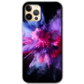 Apple iPhone 12 Pro Color Splash Purple Baskılı Uyumlu Silikon Kılıf