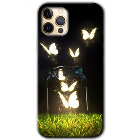 Apple iPhone 12 Pro Işıklı Kelebekler Baskılı Uyumlu Silikon Kılıf