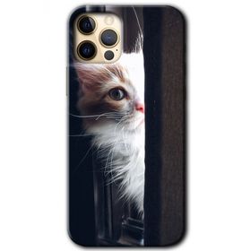 Apple iPhone 12 Pro Kedi Bakışı Baskılı Uyumlu Silikon Kılıf