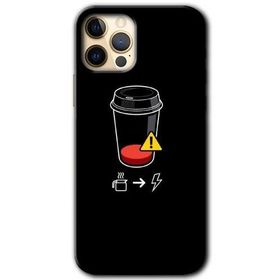 Apple iPhone 12 Pro Max Coffee Battery Baskılı Uyumlu Silikon Kılıf