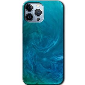 Apple iPhone 12 Pro Max Mavi Aura Baskılı Uyumlu Silikon Kılıf