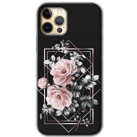 Apple iPhone 12 Pro Max Retro Çiçek 1 Baskılı Uyumlu Silikon Kılıf