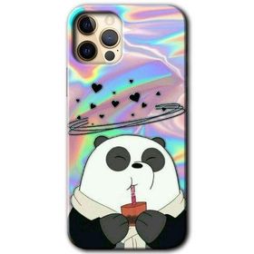 Apple iPhone 12 Pro Milkshake Panda Baskılı Uyumlu Silikon Kılıf