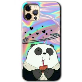 Apple iPhone 12 Pro Milkshake Panda Baskılı Uyumlu Silikon Kılıf