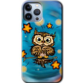 Apple iPhone 12 Pro Owl Bird Stars Baskılı Uyumlu Silikon Kılıf