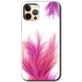 Apple iPhone 12 Pro Pembe Tüy Baskılı Uyumlu Silikon Kılıf