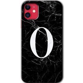 Apple iPhone 12 Siyah Mermer Desenli Ö Harfi Baskılı Uyumlu Silikon Kılıf