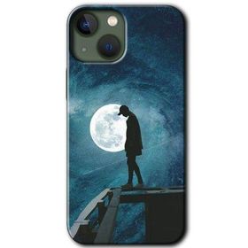 Apple iPhone 13 Dolunay Yalnızlık Baskılı Uyumlu Silikon Kılıf