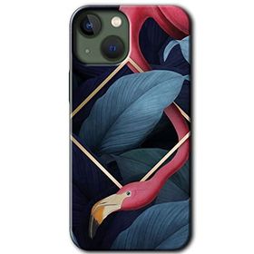 Apple iPhone 13 Flamingo Yaprak Baskılı Uyumlu Silikon Kılıf