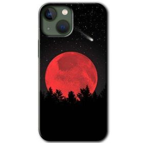 Apple iPhone 13 Kanlı Ay Baskılı Uyumlu Silikon Kılıf