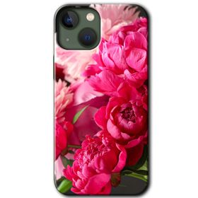 Apple iPhone 13 Kırmızı Beyaz Gül Baskılı Uyumlu Silikon Kılıf
