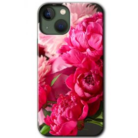 Apple iPhone 13 Kırmızı Beyaz Gül Baskılı Uyumlu Silikon Kılıf