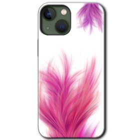 Apple iPhone 13 Pembe Tüy Baskılı Uyumlu Silikon Kılıf