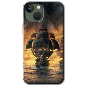 Apple iPhone 13 Siyah İnci Baskılı Uyumlu Silikon Kılıf