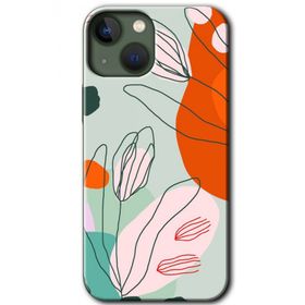 Apple iPhone 13 Vektör Çiçekler Baskılı Uyumlu Silikon Kılıf