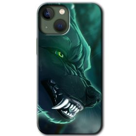 Apple iPhone 13 Yeşil Kurt Baskılı Uyumlu Silikon Kılıf