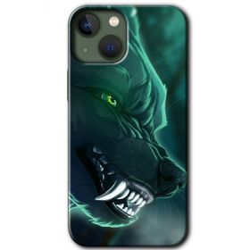 Apple iPhone 13 Yeşil Kurt Baskılı Uyumlu Silikon Kılıf