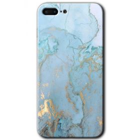 Apple iPhone 7 Plus Mavi Gold Mermer Baskılı Uyumlu Silikon Kılıf