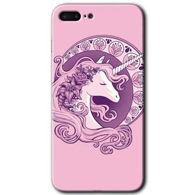 Apple iPhone 7 Plus Unicorn Pembe Baskılı Uyumlu Silikon Kılıf