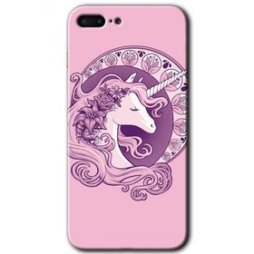 Apple iPhone 7 Plus Unicorn Pembe Baskılı Uyumlu Silikon Kılıf