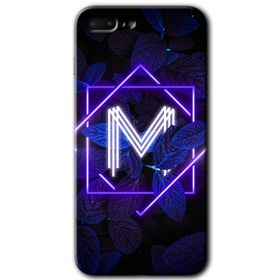 Apple iPhone 8 Plus Dark Neon Yaprak M Harfi Baskılı Uyumlu Silikon Kılıf