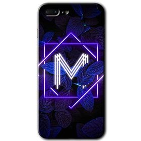 Apple iPhone 8 Plus Dark Neon Yaprak M Harfi Baskılı Uyumlu Silikon Kılıf