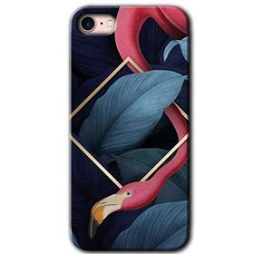 Apple iPhone SE 2022 Flamingo Yaprak Baskılı Uyumlu Silikon Kılıf