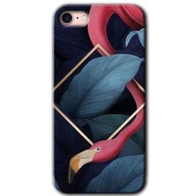 Apple iPhone SE 2022 Flamingo Yaprak Baskılı Uyumlu Silikon Kılıf