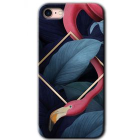 Apple iPhone SE 2022 Flamingo Yaprak Baskılı Uyumlu Silikon Kılıf