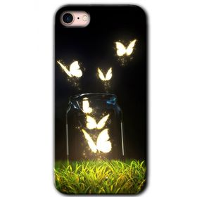Apple iPhone SE 2022 Işıklı Kelebekler Baskılı Uyumlu Silikon Kılıf