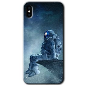 Apple iPhone X Astronot Yalnızlığı Baskılı Uyumlu Silikon Kılıf