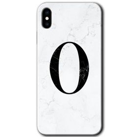 Apple iPhone X Beyaz Mermer Desenli M Harfi Baskılı Uyumlu Silikon Kılıf