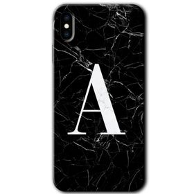 Apple iPhone X Beyaz Mermer Desenli U Harfi Baskılı Uyumlu Silikon Kılıf