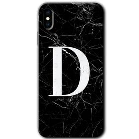 Apple iPhone X Beyaz Mermer Desenli U Harfi Baskılı Uyumlu Silikon Kılıf
