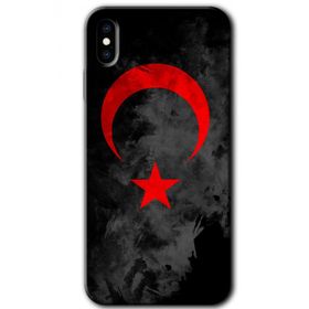 Apple iPhone X Black Ayyıldız Baskılı Uyumlu Silikon Kılıf