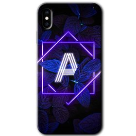 Apple iPhone X Dark Neon Yaprak A Harfi Baskılı Uyumlu Silikon Kılıf