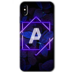 Apple iPhone X Dark Neon Yaprak A Harfi Baskılı Uyumlu Silikon Kılıf